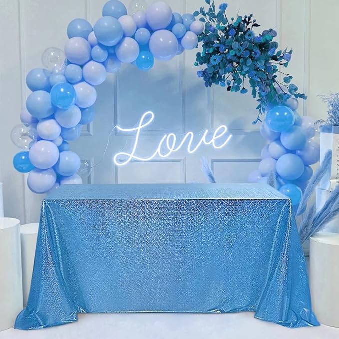 Fitable Sequin Tablecloth for Parties 52x70 Inch - Sparkle Glitter Laser Rectangle Overlay for Independence Day Decoration Ceremony Birthday Holiday Banquet Decor, Blue