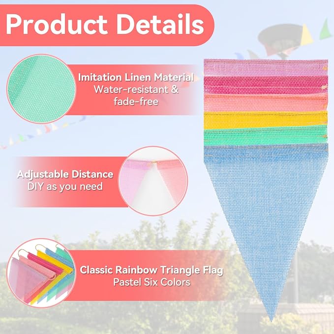 MAQIHAN 52.5 Ft Colorful Pennant Banner Flags - Image 3