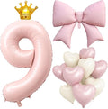 LilyZheng Pastel Pink Number 9 Foil Balloon Set by LILYZHENG