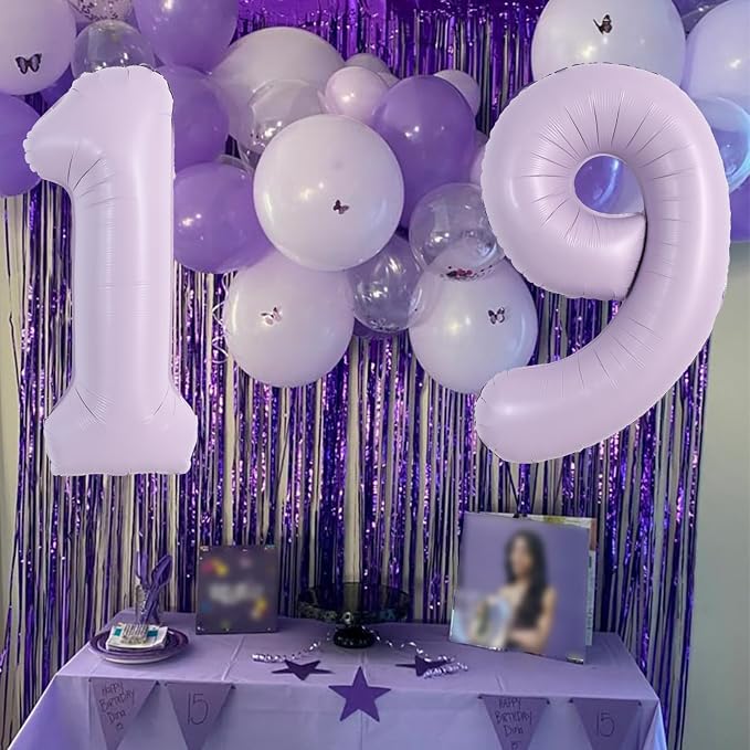 TONIFUL 40 Inch Cream Purple Large Number 9 Balloon - Image 4