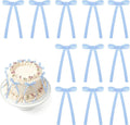30 Pack Bow Cake Toppers Blue Gingham Ribbons Bows by NatNarr