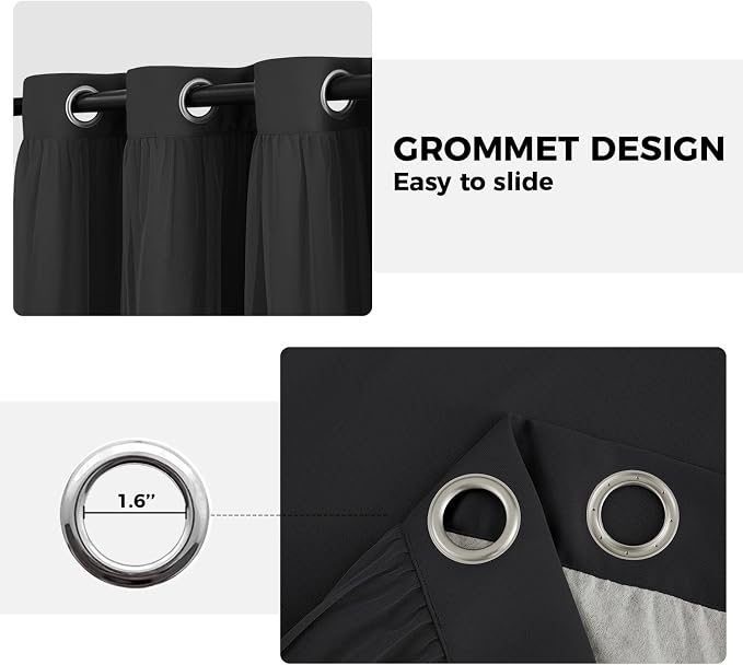 100% Blackout Curtains for Bedroom, Double Layer Black Curtains, Room Darkening - Image 7