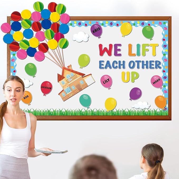 123Pcs Colorful Balloons Bulletin Board Set Mix Adventure Balloon Cloud Cutout - Image 5