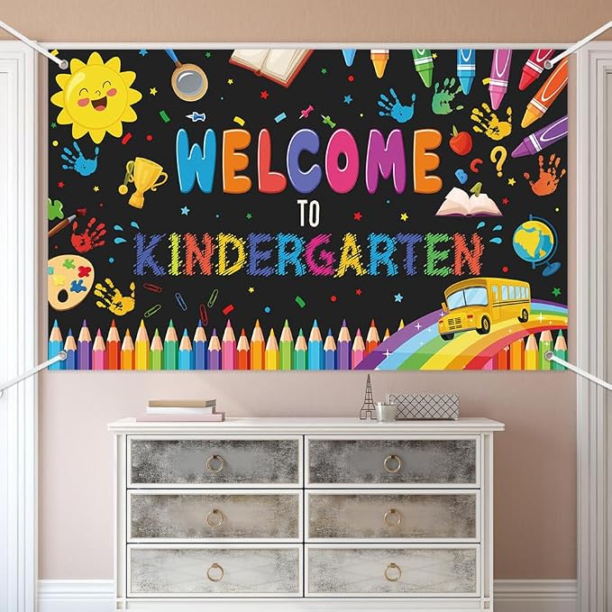 MEHOFOND Welcome to Kindergarten Banner Back to School Kids Classroom Party - Image 6