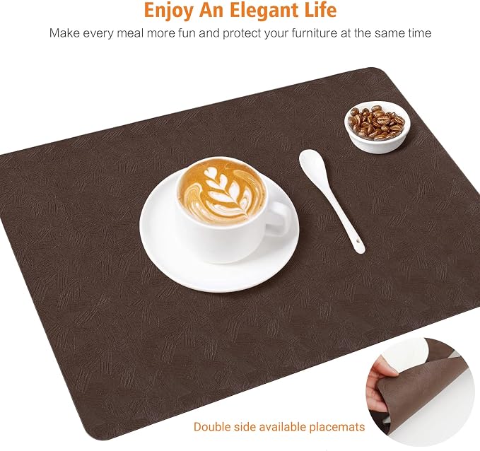 Vinyl Placemats Set of 8 Heat Resistant Easy Clean Non-Slip Place Mats - Image 3