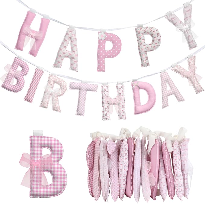 Pre-strung Happy Birthday Banner Sign Reusable Felt Happy Birthday Garland by Unknown