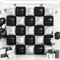 Black and Silver Balloons Wall Tunnel Backdrop Double Sided Chrome Silver by OTLGEUA