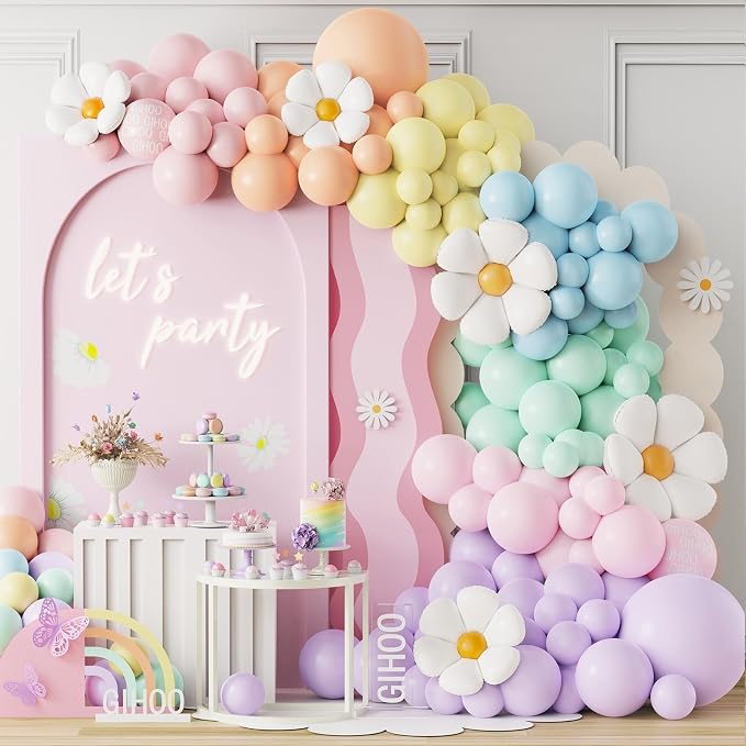 Daisy Pastel Balloon Garland Kit 157pcs Pastel Macaron Balloon Arch Kit by GIHOO