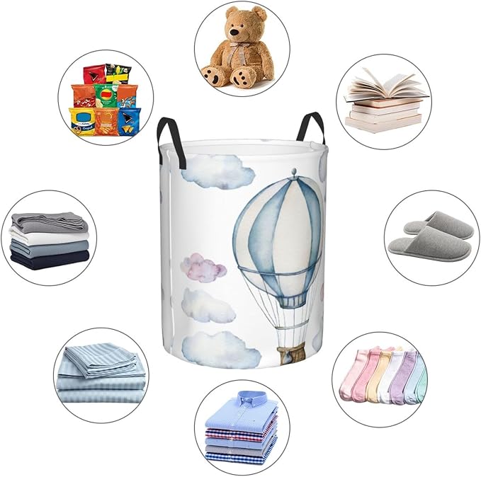 Hot Air Balloon Round Laundry Hamper Cute Storage Basket Toys Clothes Organizer - Image 5