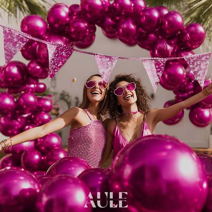 AULE 50Pcs Metallic 12 Inch Hot Pink Chrome Helium Shiny Balloon | Perfect - Image 3