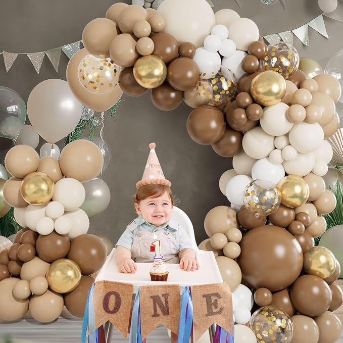 CboDeco Brown Balloon Garland Arch Kit 141PCS Brown Boho Neutral White Gold - Image 2
