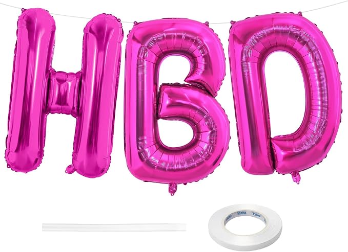 Hot Pink HBD Balloons, HBD Foil Balloon by BBPOOL