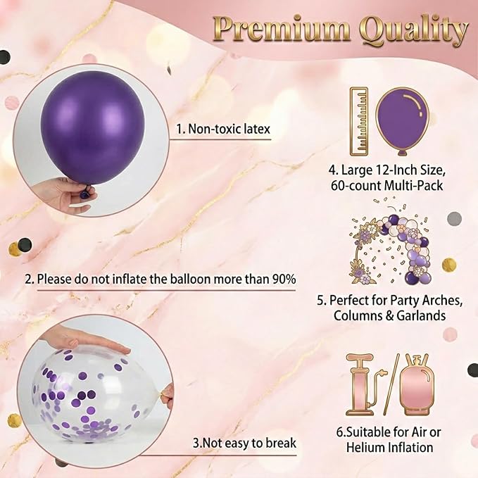 60-Pack 12-Inch Confetti Latex Balloons - Image 3