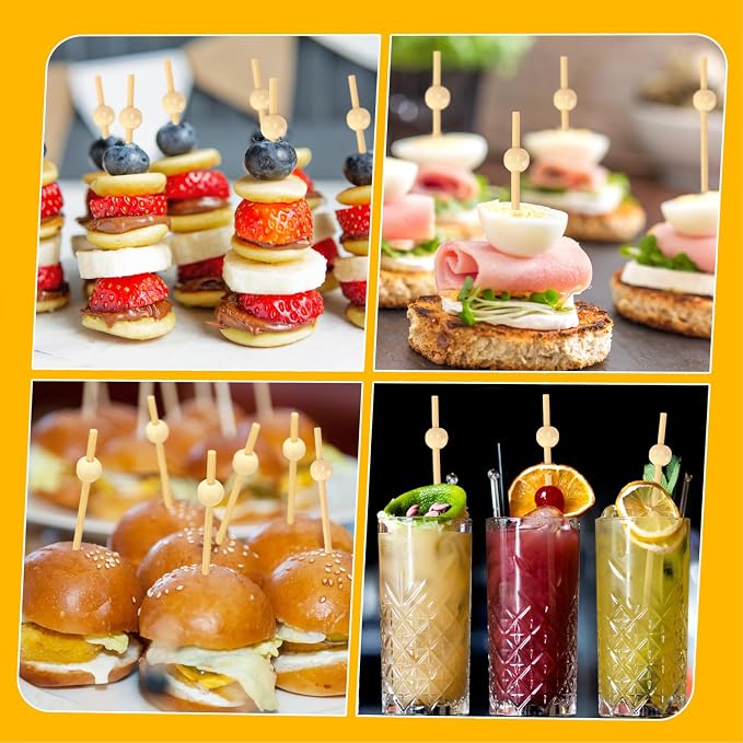 FATLODA 200PCS Cocktail Picks, Natural Fancy Toothpicks - Image 7