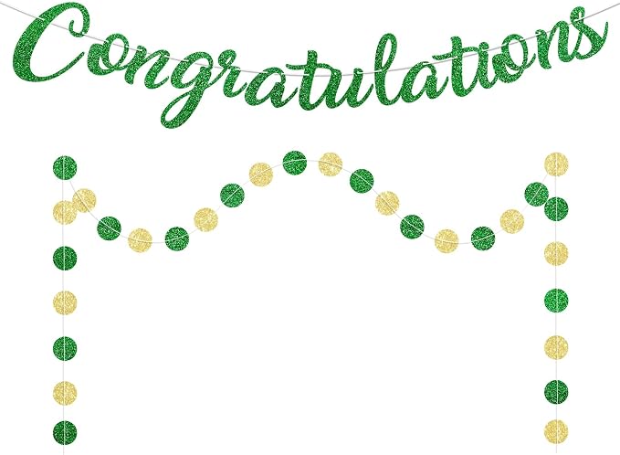 Green Congratulations Banner Sign Prestrung Congrats Banner Garland by Blopee