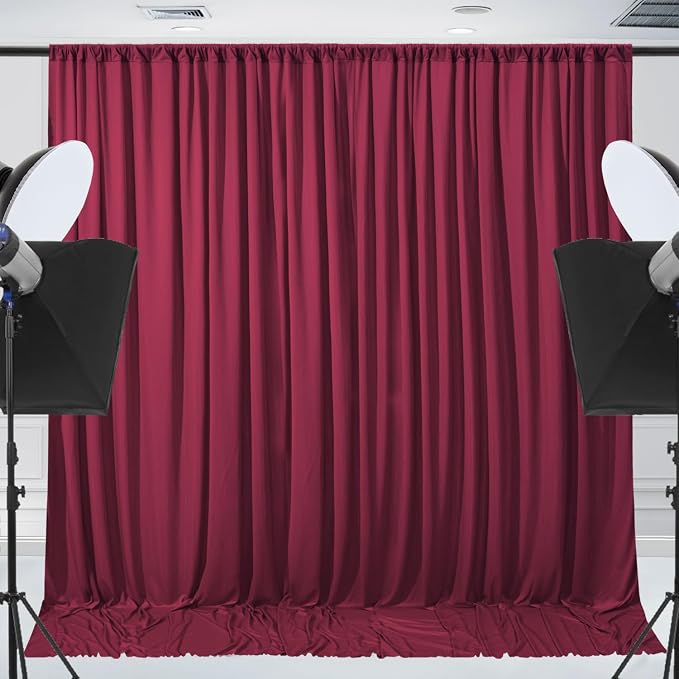 ESGOTBME 30x10ft Wrinkle Free ‌Burgundy Backdrop Curtain - Image 9