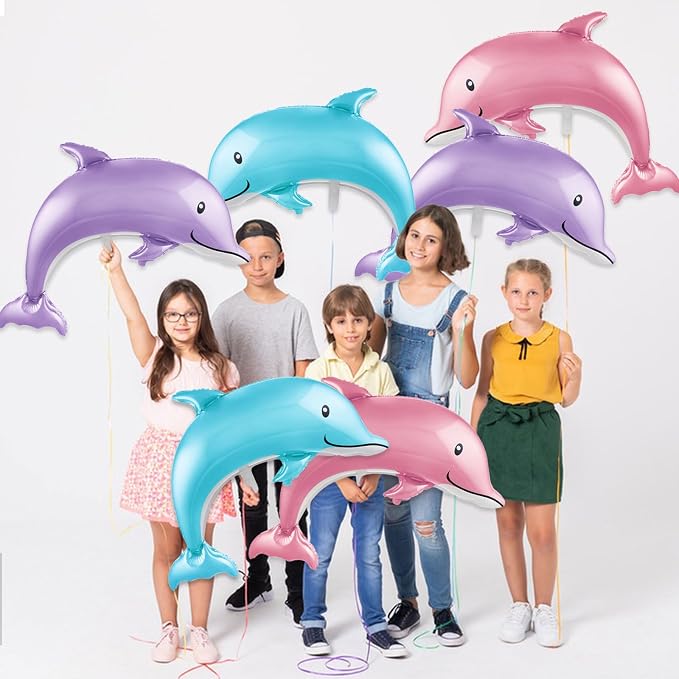6 Pcs Dolphin Balloon 46 Inches Inflatable Dolphin Party Decorations Ocean - Image 5