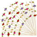 100 pcs Mother's day Valentines Day Cocktail Picks Multicolored Roses Bamboo by Unknown