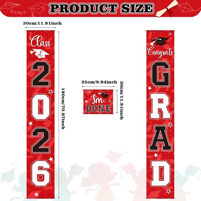 Moukeren 3 Pieces 2026 Graduation Party Decorations Graduation Porch Sign Class - Image 2