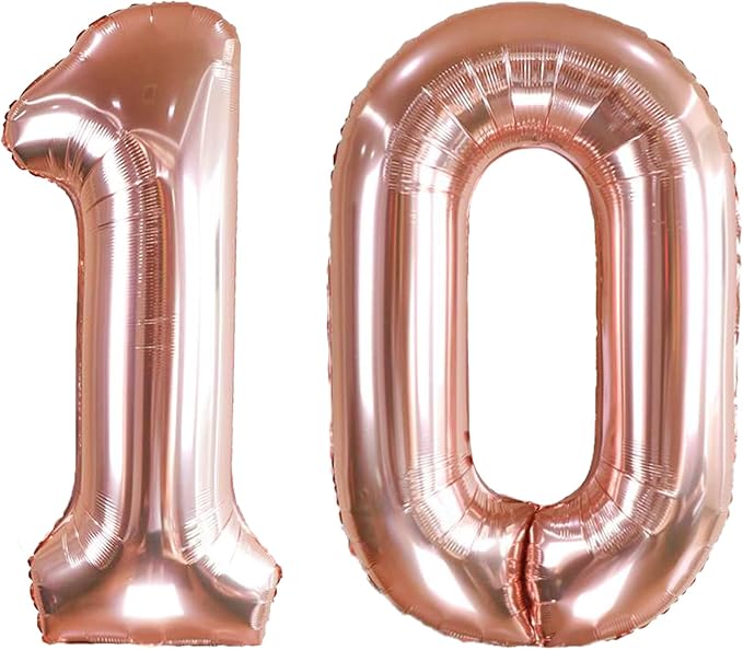 AULE 40 Inch Rose Gold 10 Balloon Number Foil 0-9 Birthday Big Numbers | by AULE