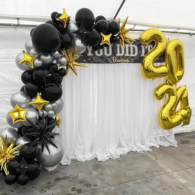 14pcs Black Gold Star Balloons, Mixed Star Foil Balloon, 22Inch Explosion Stars - Image 3