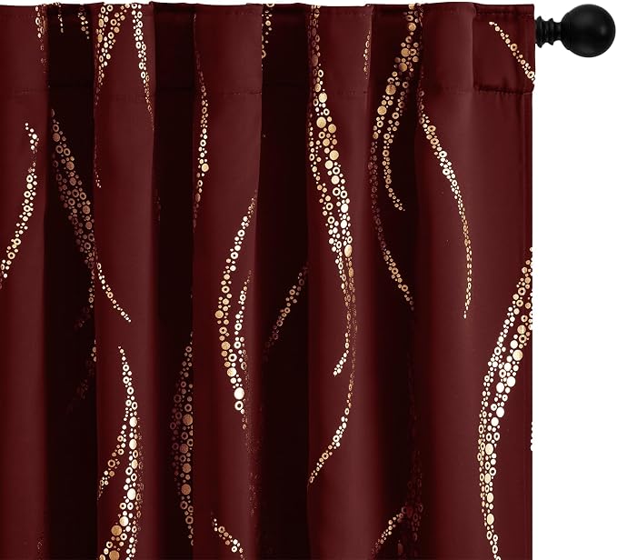 Yakamok Blackout Curtains 63 inch Length Living Room Thermal Insulated Gold - Image 4