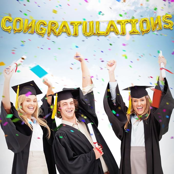 16 Inches Congratulations Balloons Hanging Banner Decorations, Foil Mylar - Image 5