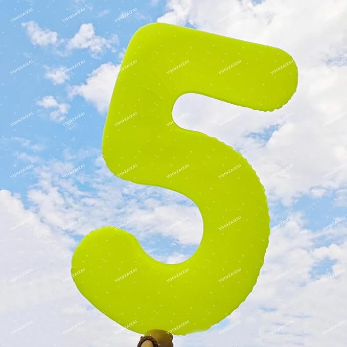 40 IN Fluorescent Yellow Number 4 Balloon Neon Yellow 4 Foil Balloon | - Image 4