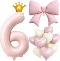 LilyZheng Pastel Pink Number 6 Foil Balloon Set by LILYZHENG