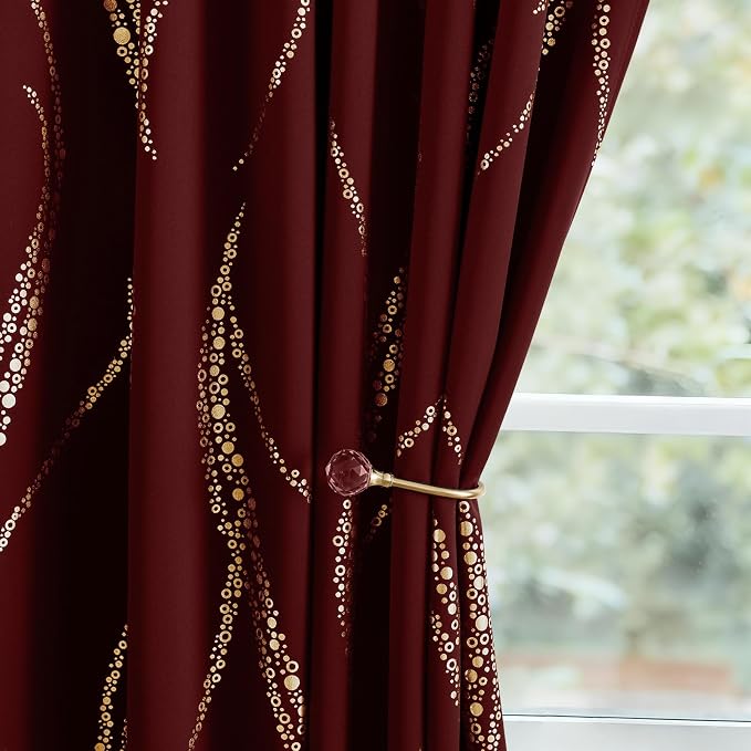 Yakamok Blackout Curtains 63 inch Length Living Room Thermal Insulated Gold - Image 8