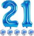 Blue Number 21 Balloons, 40 Inch 21st Birthday Balloons by Lingqiang