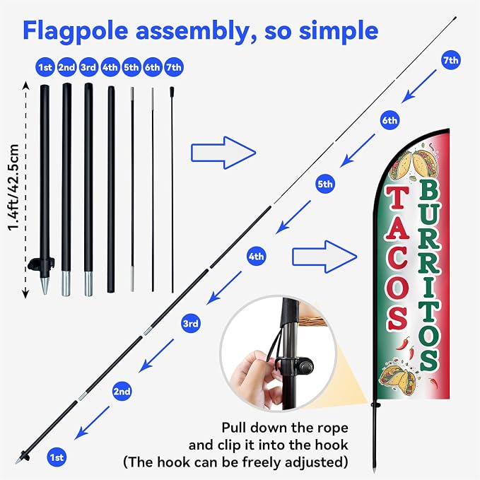 1PC Double Sided Tacos Burritos Feather Flag - Image 7