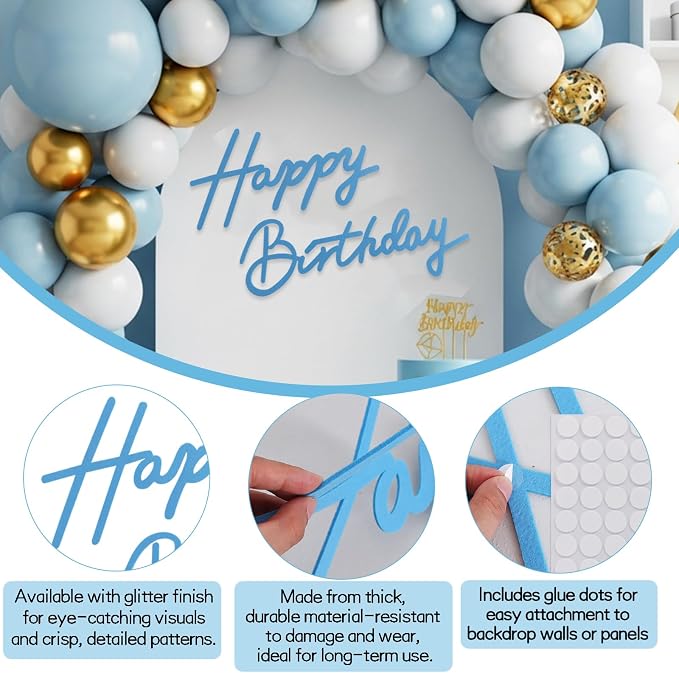 TONIFUL Happy Birthday Sign for Backdrop - Image 3