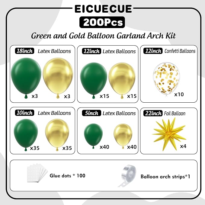 Green and Gold Balloons Garland Arch Kit - Image 2