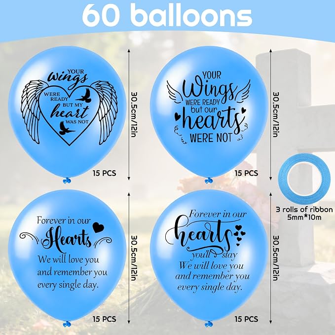 60 Pcs Memorial Balloons 12 Inch Latex Balloons - Image 2