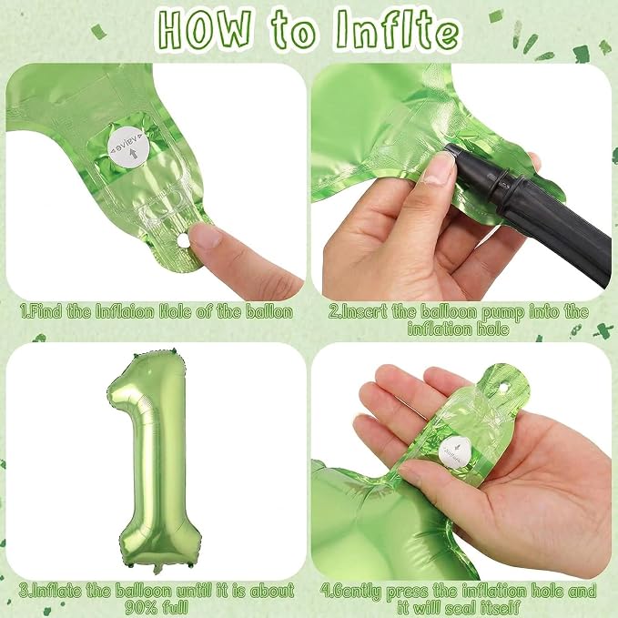 Light Green Number 1 Balloon 40 Inch, Shiny Foil Numeral Party Supplies | - Image 5