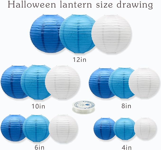 Paper Lanterns Party Decorations Blue - Image 2