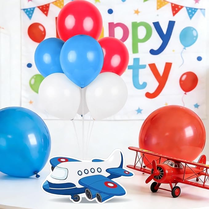 12 PCS Airplane Birthday Party Decorations Airplane Balloons Stand Kit 3D - Image 9