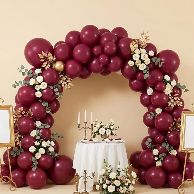 96Pcs 5/10/12/18 Inch Burgundy Dark Red Latex Balloon Garland Arch Kit | Maroon - Image 4