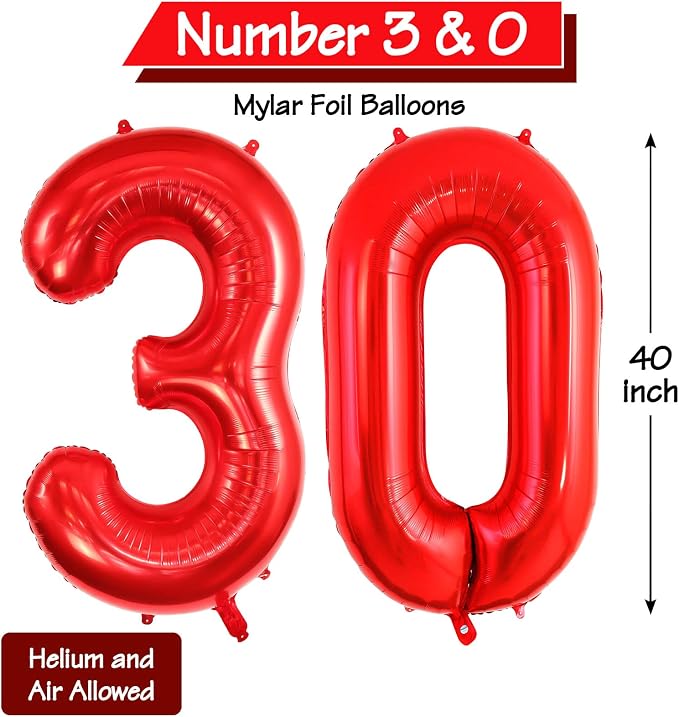 30 Number Balloons Large Foil Number Balloon Big 40 Inch - Image 7