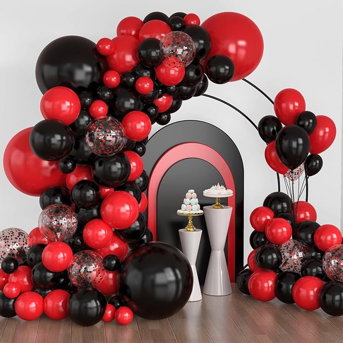 Lukiituke Red and Black Balloon Arch Kit, BBQ Casino, New Year Decorations by Lukiituke