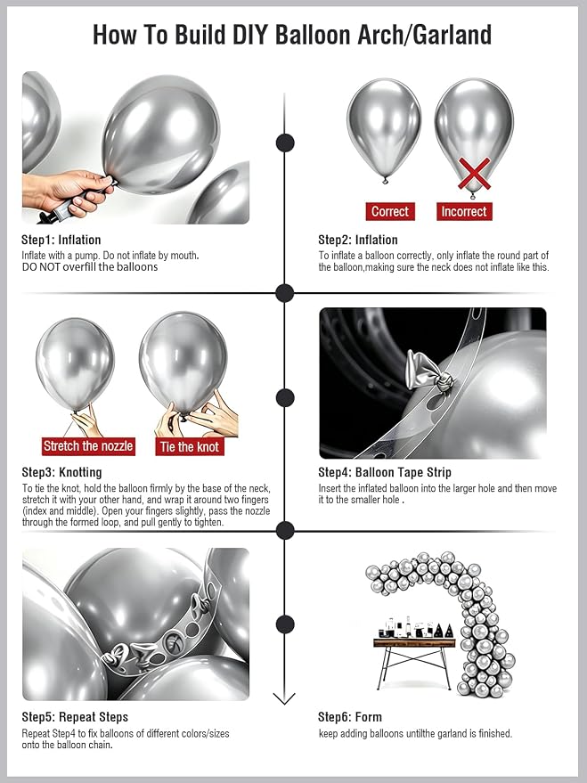 Silver Balloons 12 Inch 60 Pcs Metallic Silver Latex Balloons - Image 5