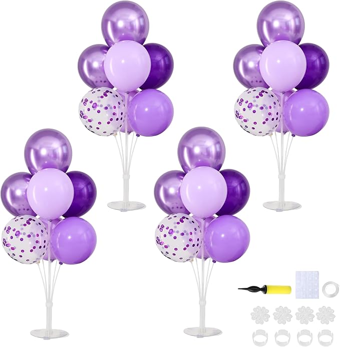 Purple Balloons Stand for Table Centerpieces Stand Kit 4 Sets by ZyloonDecoration