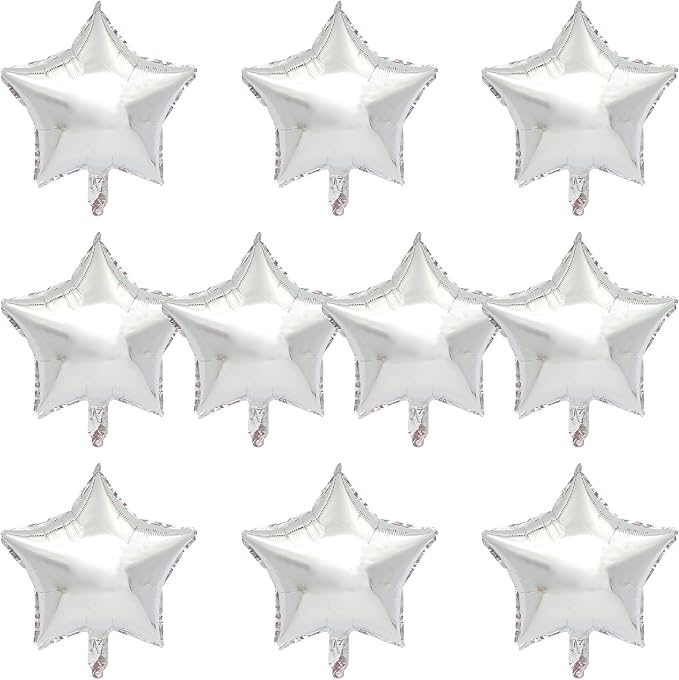 MEETINGU Silver 18 Inch Foil Mylar Star Balloons 10PCS Party Decorations | by MEETINGU