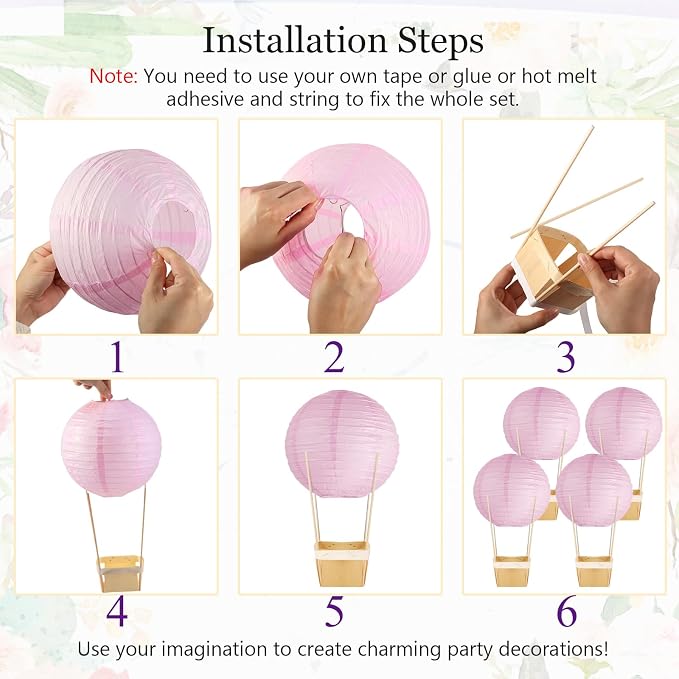 24 Set Hot Air Balloon Table Centerpieces Baby Shower Party Decoration Paper - Image 3