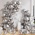 AULE 100Pcs Metallic Silver Balloons 18/12/10/5 Inch Different Sizes | Chrome by AULE