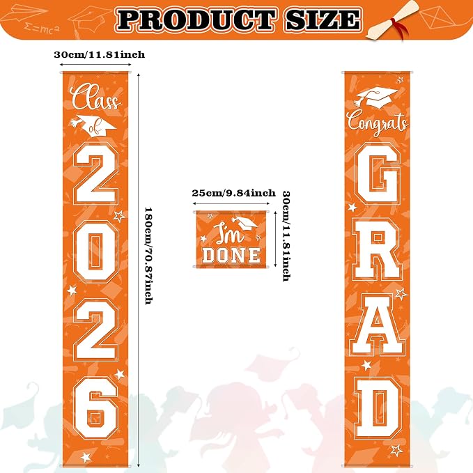 Moukeren 3 Pieces 2026 Graduation Party Decorations Graduation Porch Sign Class - Image 2