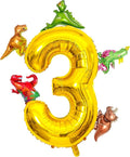 LilyZheng Dinosaur Number 3 Balloon, 40 Inch Large Gold Foil Number Balloon by LILYZHENG