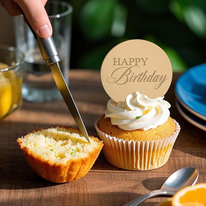 20pcs Gold Birthday Cupcake Toppers Acrylic Cake Picks - Image 8