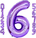 Purple Number 6 Balloons, 40 Inch Giant Number Balloons Foil Mylar Helium by Lovoir